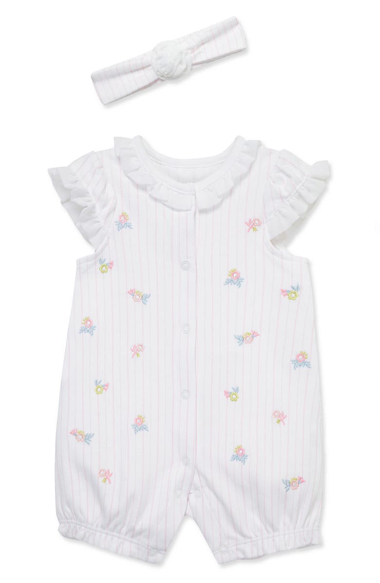 Little Me Floral Romper & Headband Set, Main, color, 