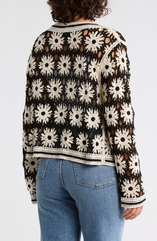 Forgotten Grace Circle Floral Open Knit Cardigan In Multi