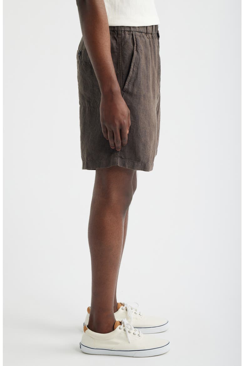Pull-On Linen Shorts, Alternate, color, CHOCOLATE