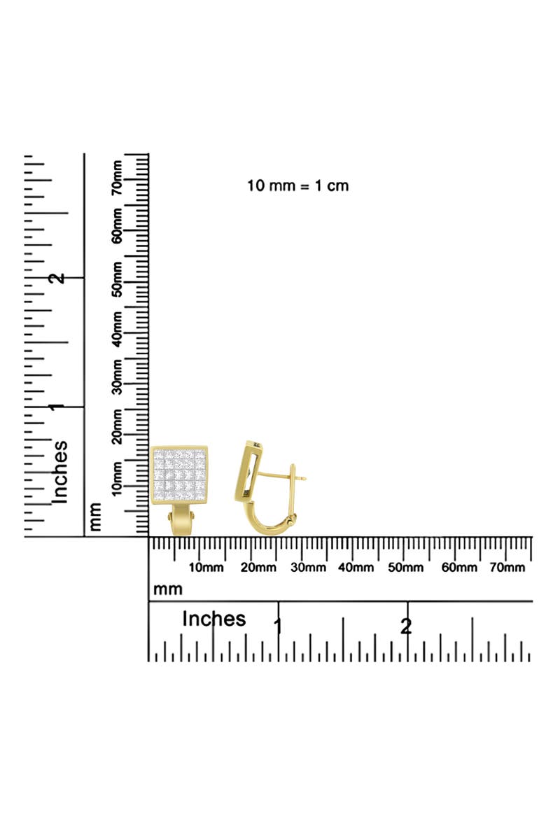 14K Yellow Gold 3-1/5 Cttw Diamond Grid Huggy Style Stud Earring, Alternate, color, Yellow