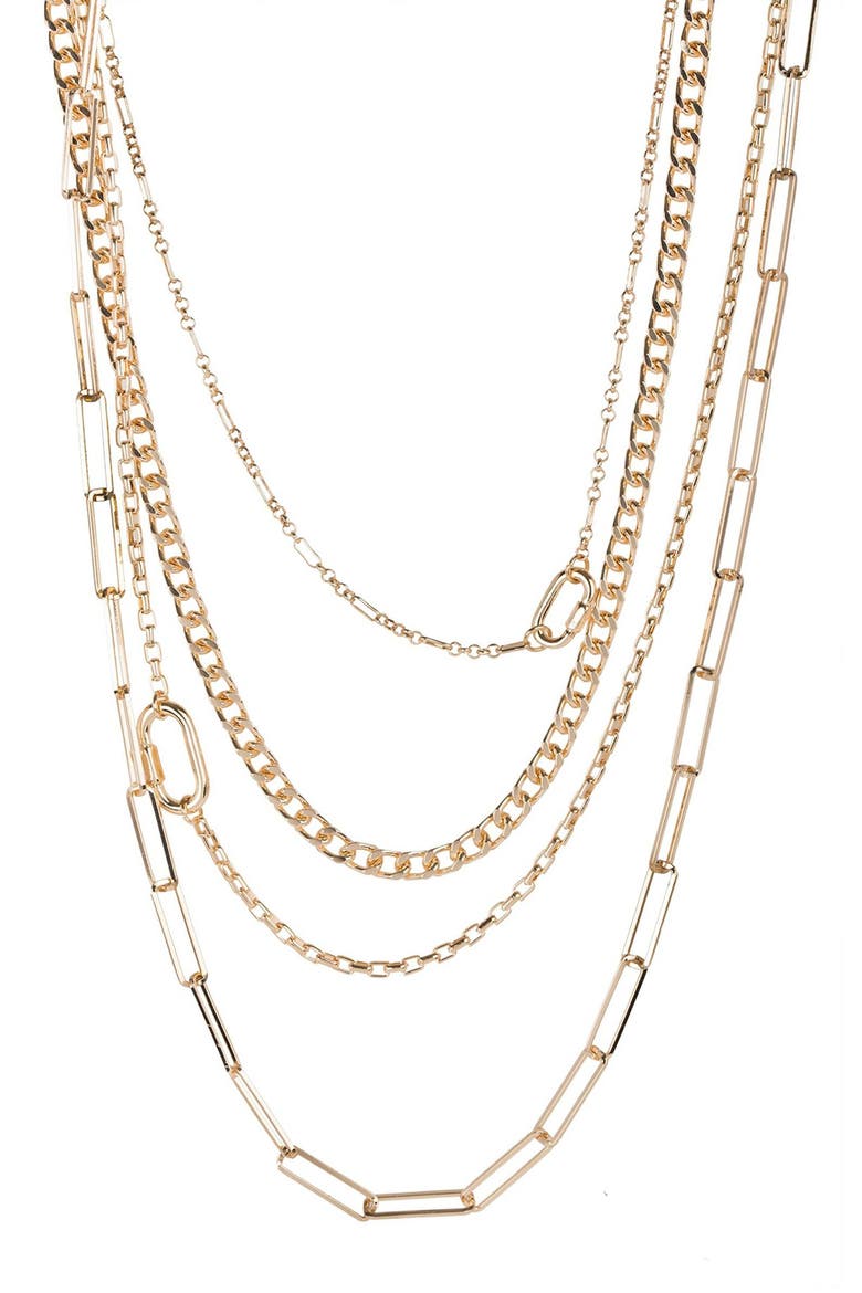 Mixed Chain Link Layered Necklace, Main, color, GOLD