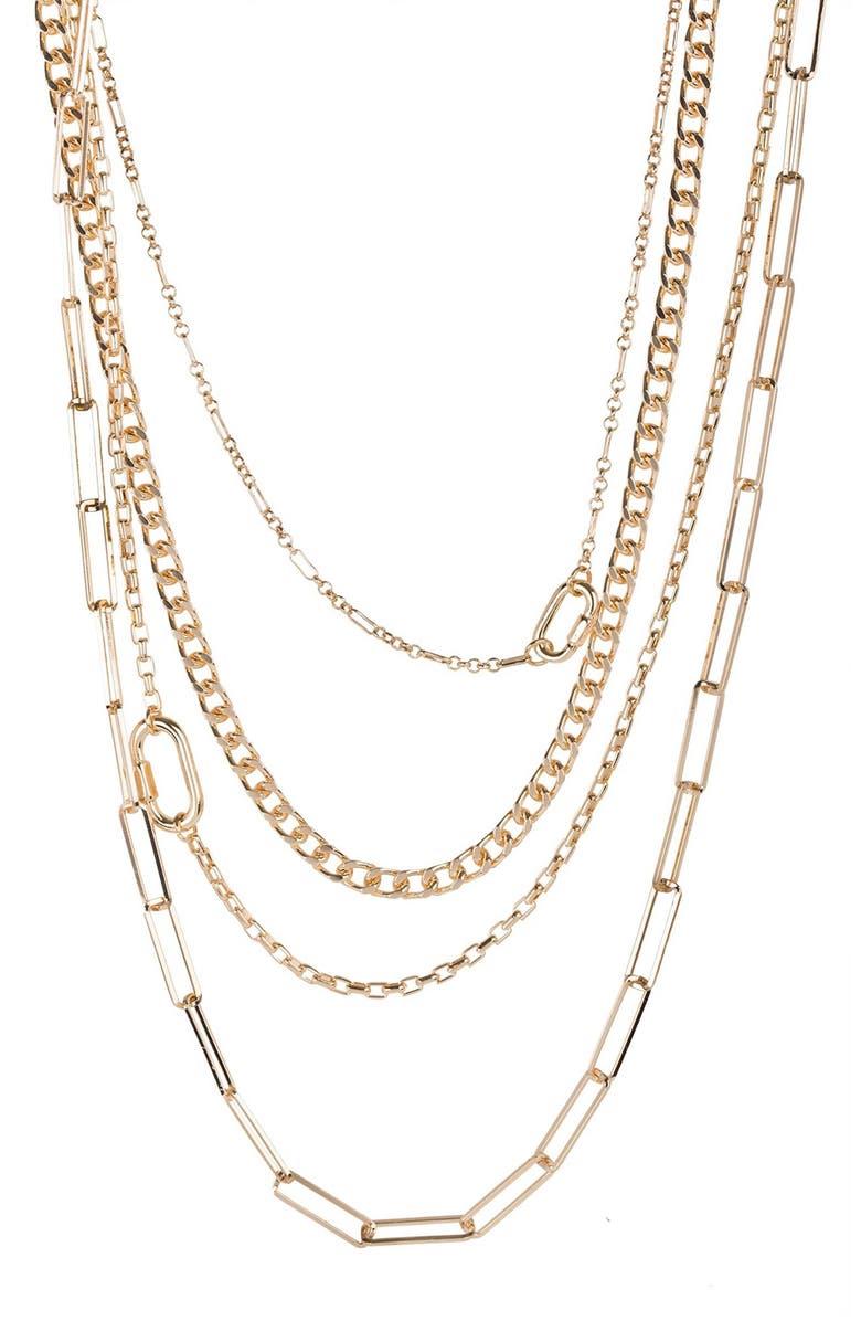SAACHI Mixed Chain Link Layered Necklace, Main, color, Gold