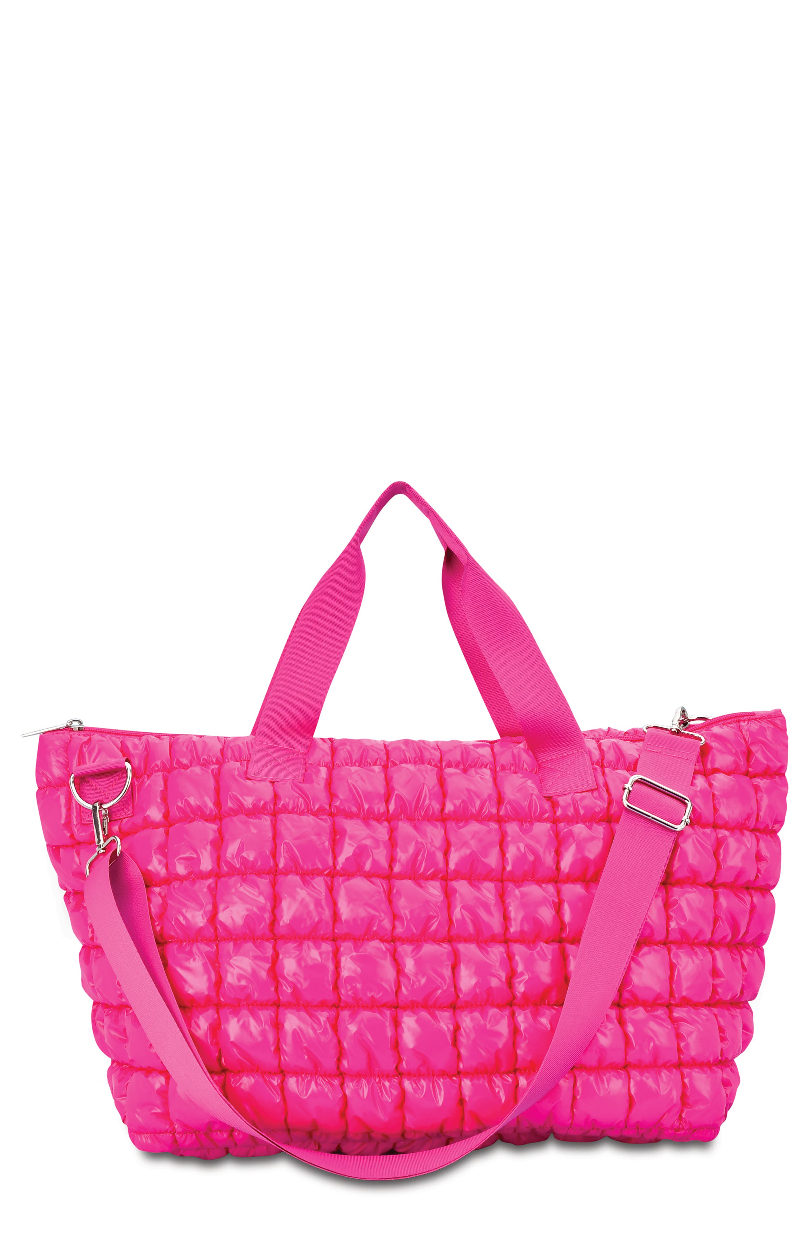 Iscream Kids
 Shiny Puffer Overnight Bag, Main, color, Pink