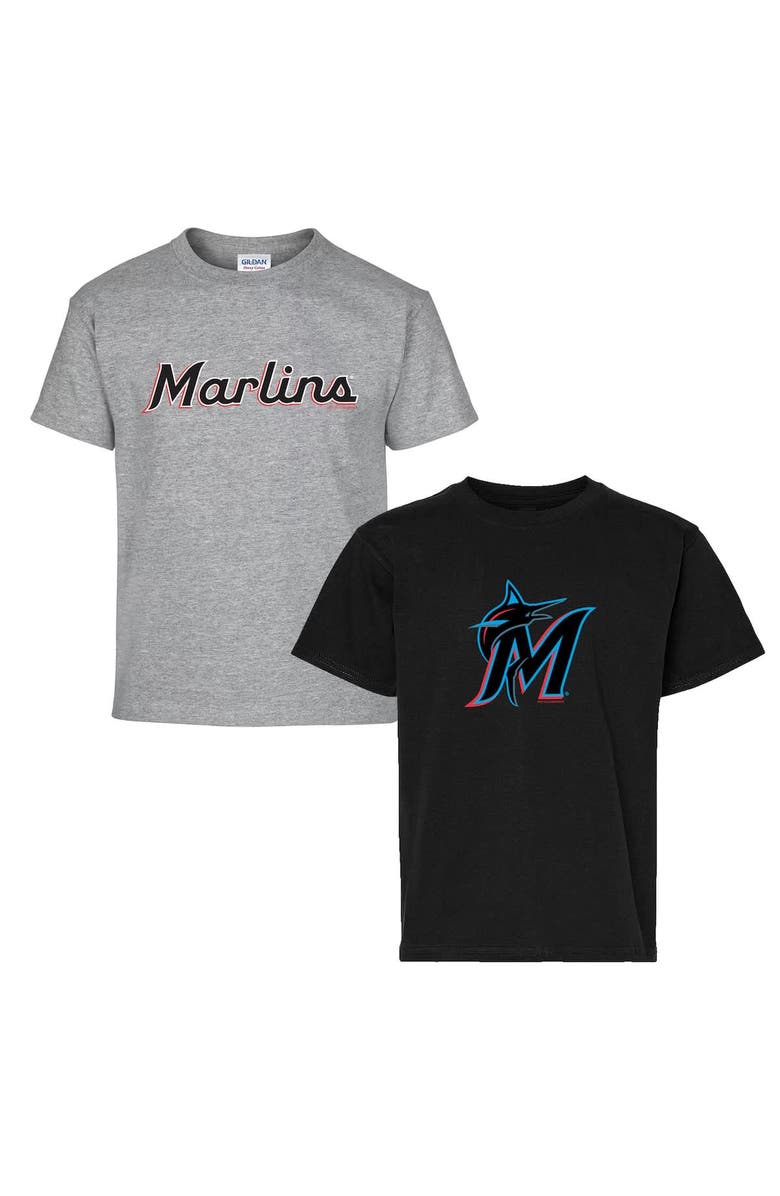 SOFT AS A GRAPE Youth Soft as a Grape  Black/Gray Miami Marlins Two-Pack T-Shirt Set, Main, color, Black