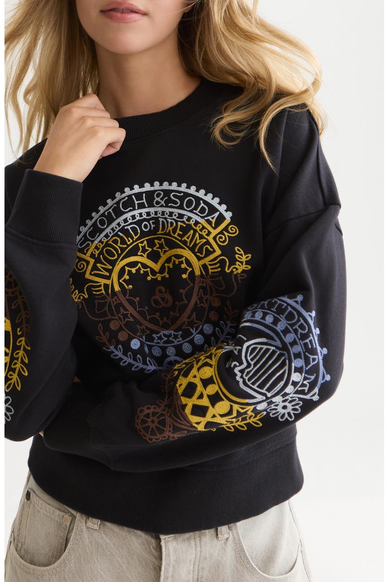 Embroidered Relaxed Fit Sweatshirt, Alternate, color, METEORITE