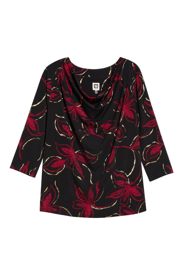Floral Print Cowl Neck Top, Main, color, ANNE BLACK MULTI