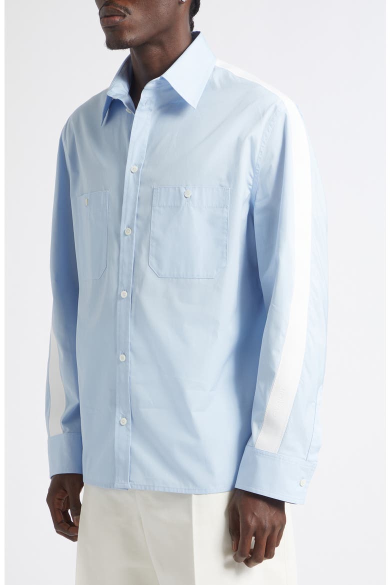 Couture Seam Side Stripe Button-Up Shirt, Alternate, color, LIGHT BLUE