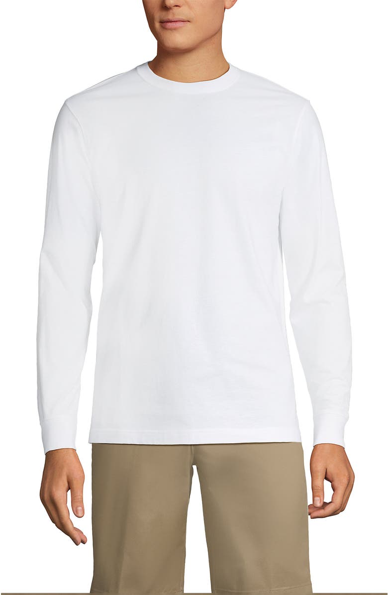 Lands' End School Uniform  Long Sleeve Essential T-shirt, Main, color, White