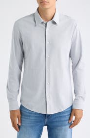 BOSS Roan Kent Slim Fit Stripe Performance Button-Up Shirt