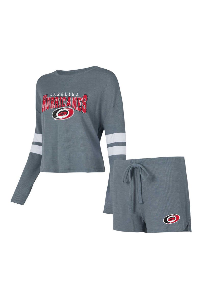 CONCEPTS SPORT Women's Concepts Sport Gray Carolina Hurricanes Meadow Long Sleeve T-Shirt & Shorts Sleep Set, Main, color, 