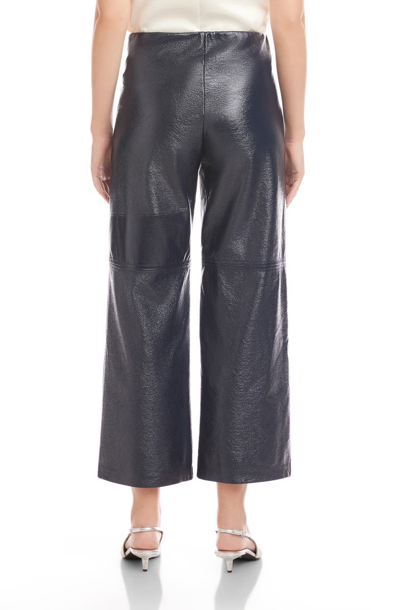 FIFTEEN TWENTY Crop Wide Leg Patent Faux Leather Pants, Alternate, color, Navy