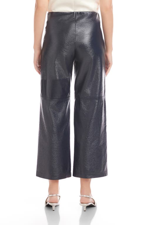 Fifteen Twenty Crop Wide Leg Patent Faux Leather Pants In Blue