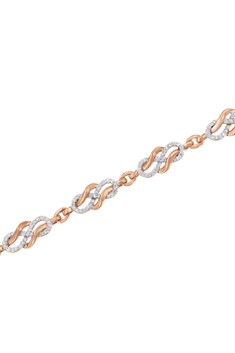 10K Rose Gold 1.0 Cttw Diamond Infinity Loop and Swirl Link Bracelet, Alternate, color, Pink