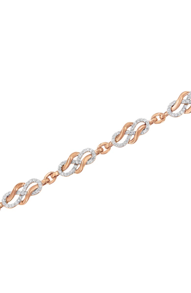 Haus of Brilliance 10K Rose Gold 1.0 Cttw Diamond Infinity Loop and Swirl Link Bracelet, Alternate, color, Pink