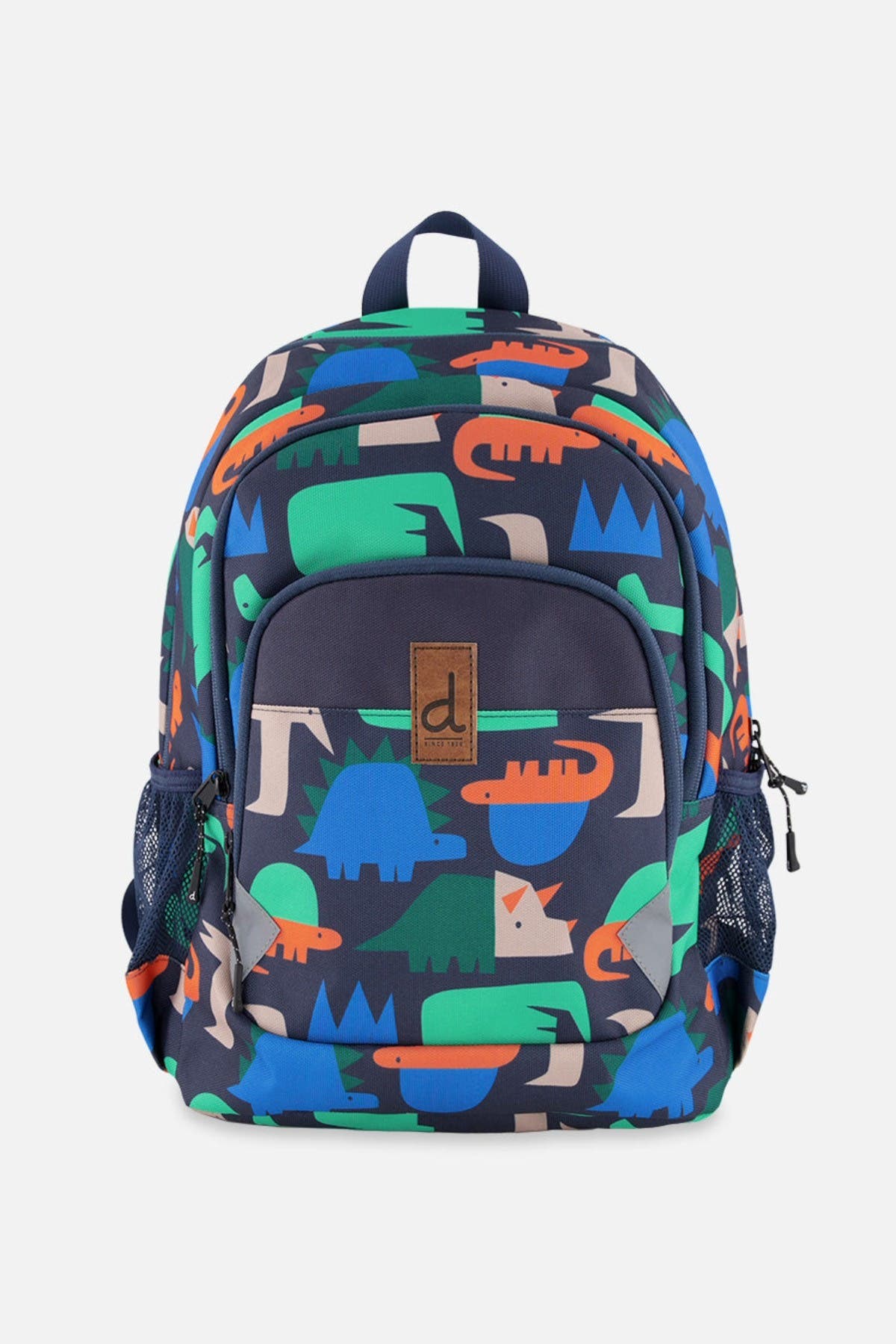 Deux par Deux Dinosaur Lightweight Spacious Backpack, Main, color, Navy Dinosaur Print