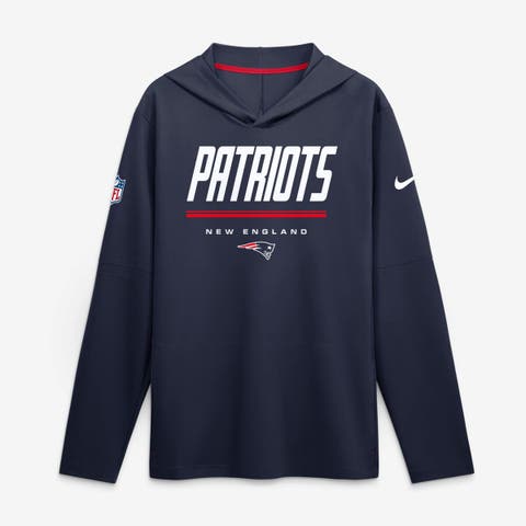 Men's Nike  Navy New England Patriots Sideline Lightweight Long Sleeve Hooded Dri-FIT Top