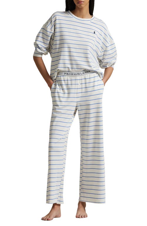 Shop Polo Ralph Lauren Sweatshirt & Wide Leg Pajamas In Vineyard Stripe