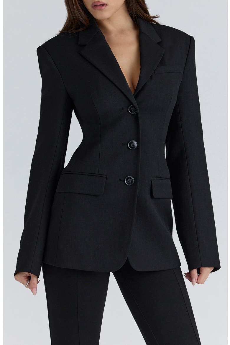 Luella Hourglass Crepe Jacket, Main, color, BLACK
