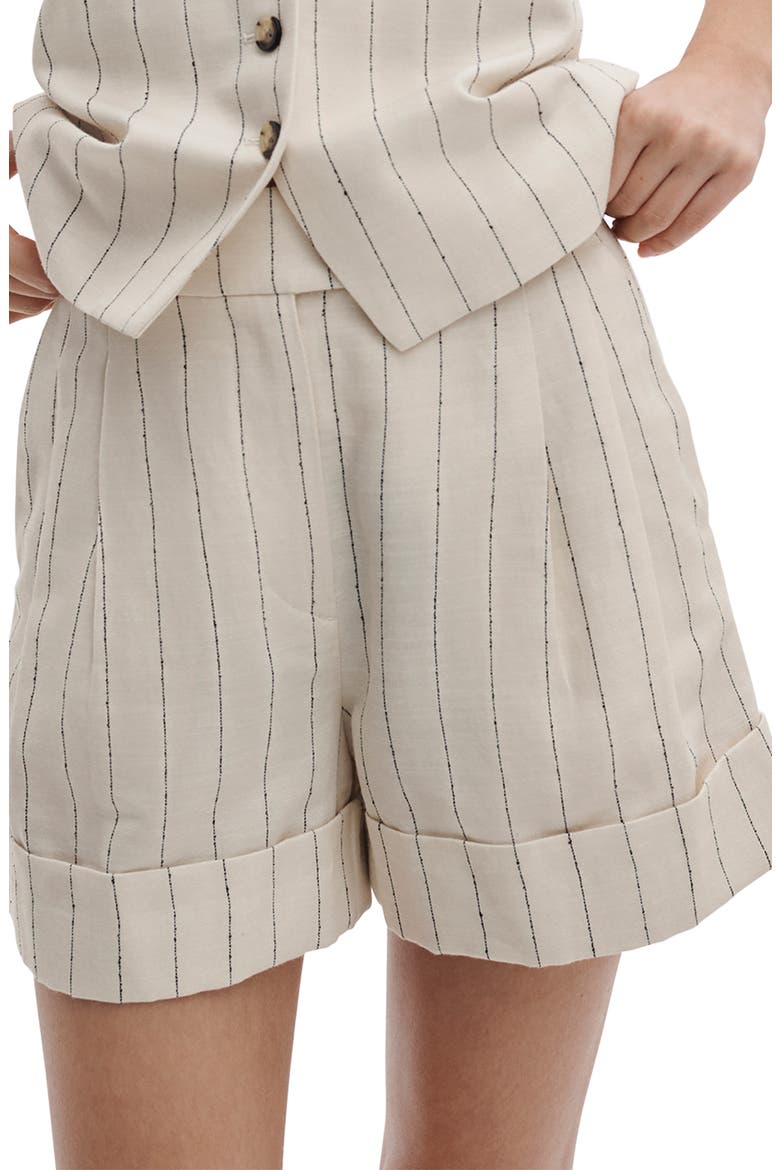 Neila Pleated Stripe Shorts, Alternate, color, WHITE STRIPE