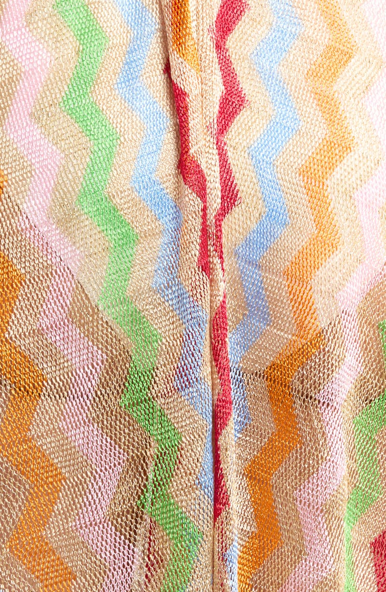 Elan Chevron Cover-Up Caftan, Alternate, color, Beige Multi