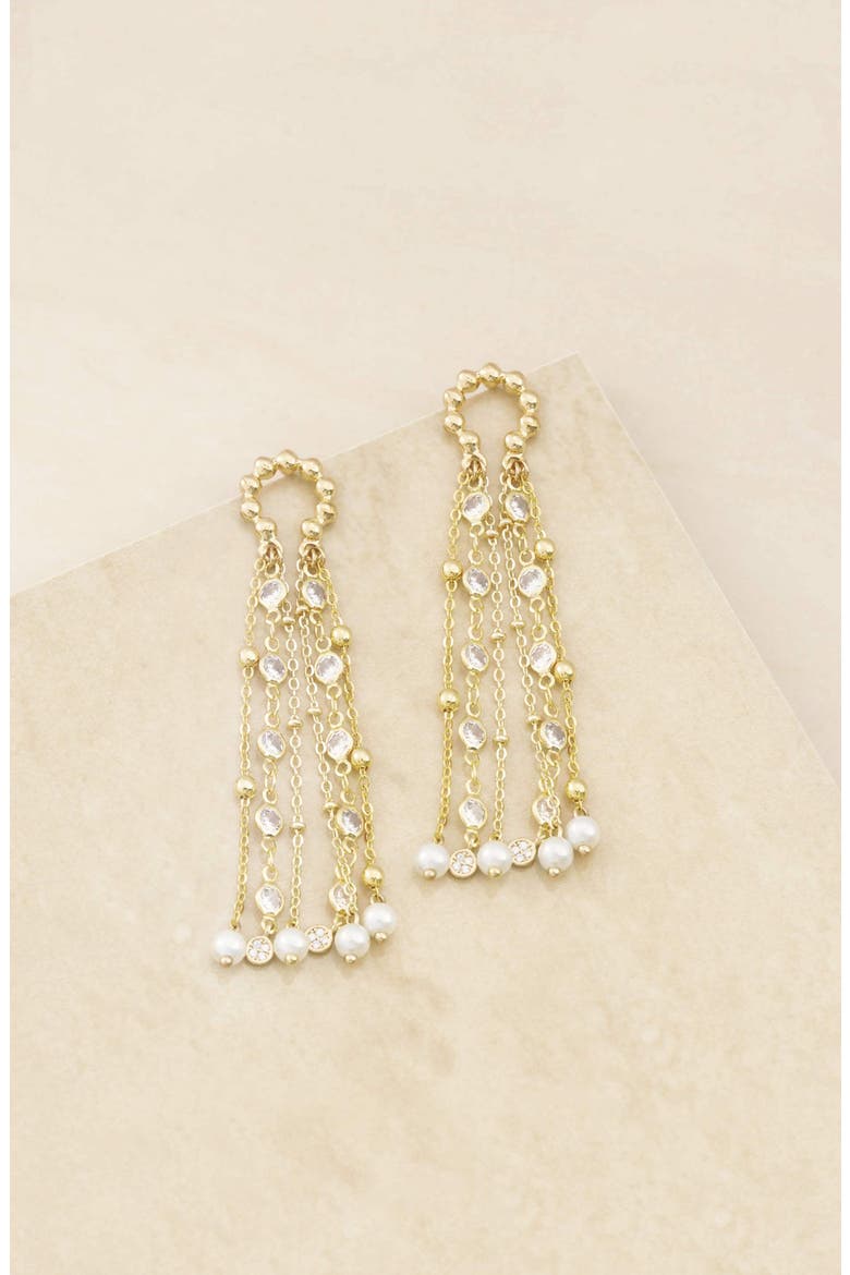 Fringe Drop Frontal Hoop Earrings, Alternate, color, GOLD