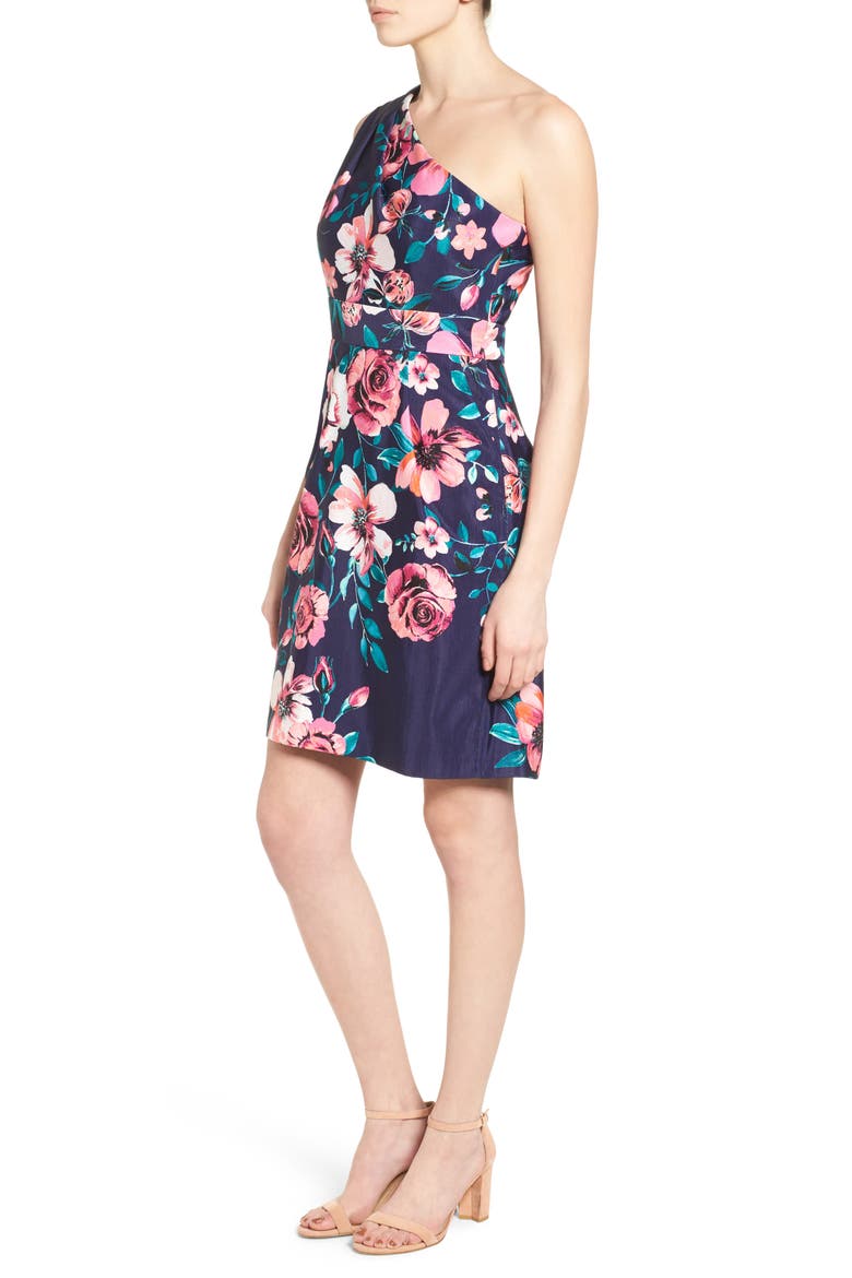 One-Shoulder Sheath Dress, Alternate, color, NAVY/ PINK