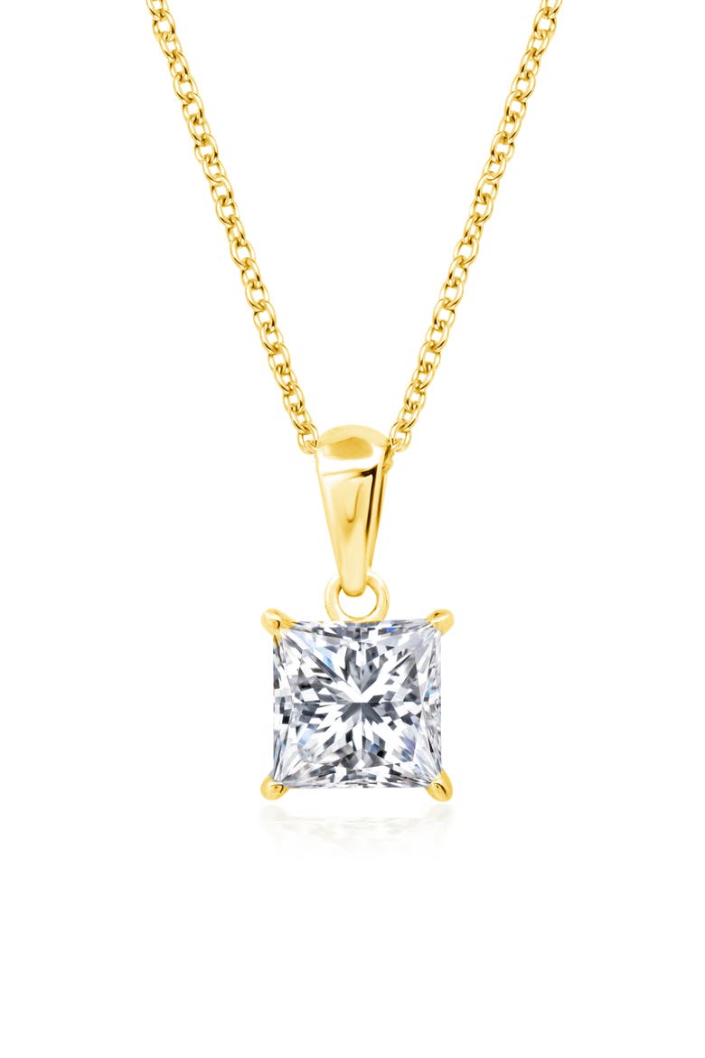 Princess Cut Cubic Zirconia Pendant Necklace, Main, color, 18KYG/ CLEAR STONE