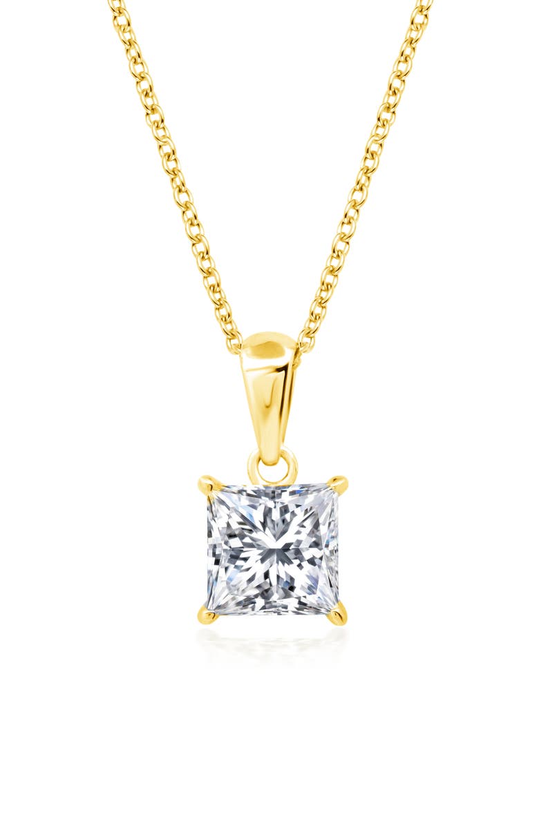 Crislu Princess Cut Cubic Zirconia Pendant Necklace, Main, color,