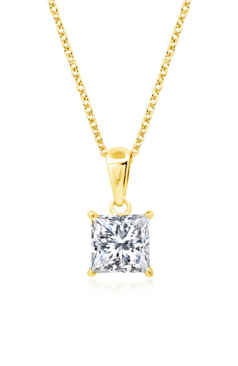 Princess Cut Cubic Zirconia Pendant Necklace
