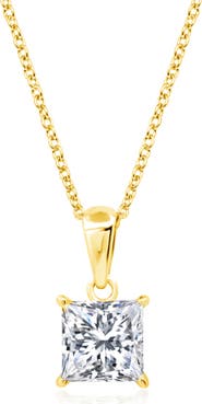 Crislu Princess Cut Cubic Zirconia Pendant Necklace