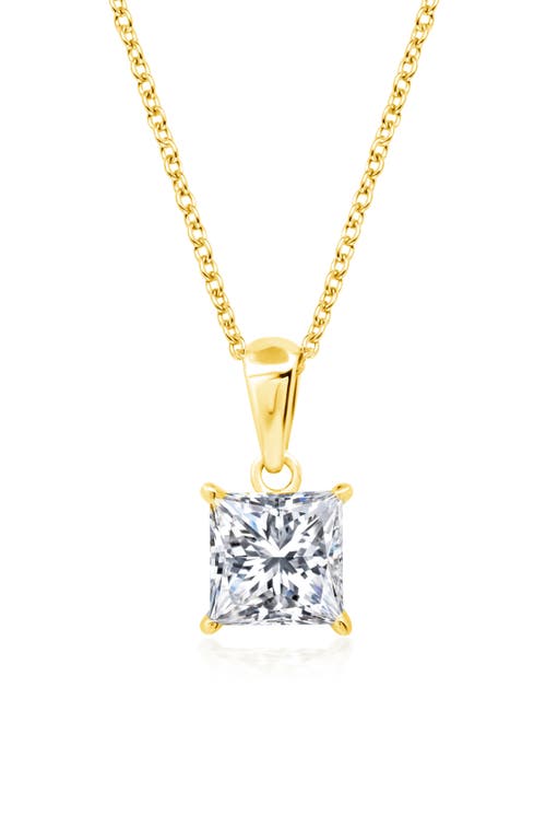 Crislu Princess Cut Cubic Zirconia Pendant Necklace In Gold