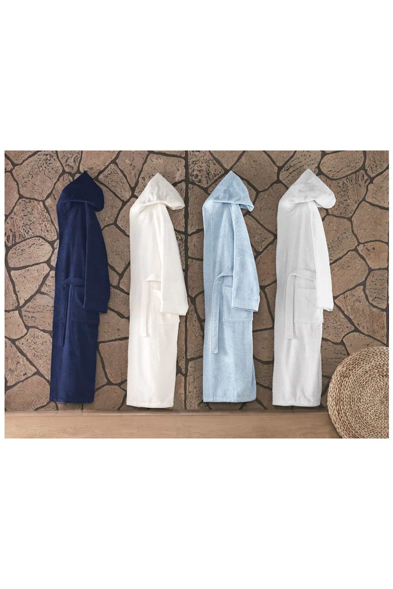Hooded Turkish Cotton Bathrobe, Alternate, color, BLUE