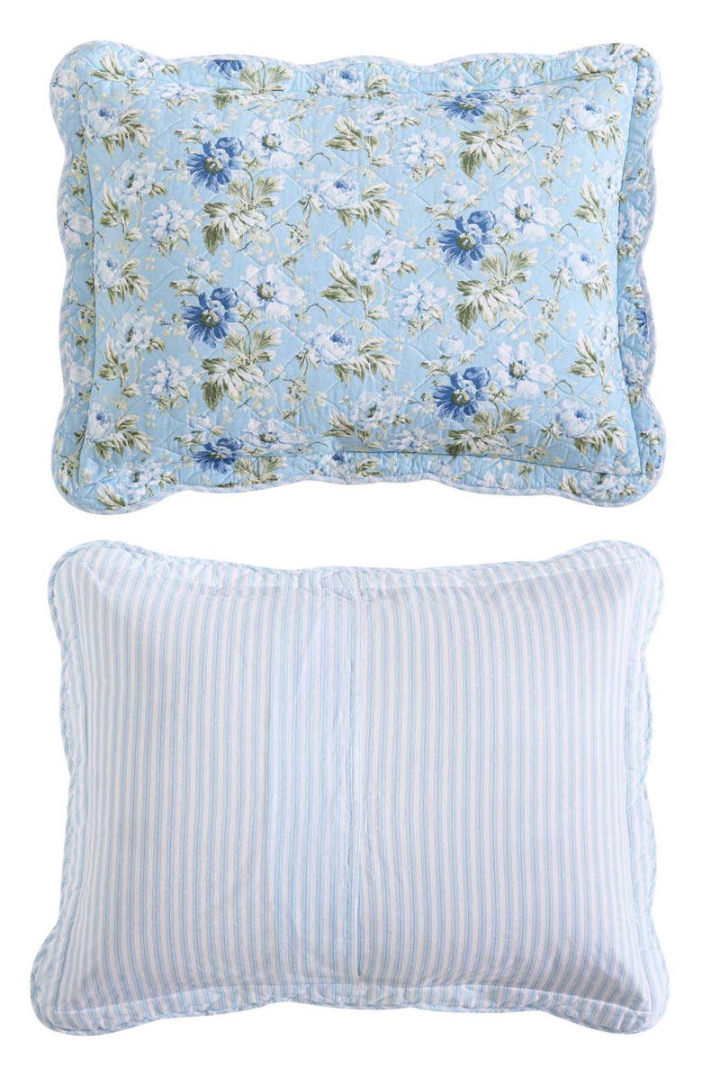 Laura Ashley Peony Garden Cotton Quilt & Sham 3-Piece Set, Alternate, color, Light Blue/ Green