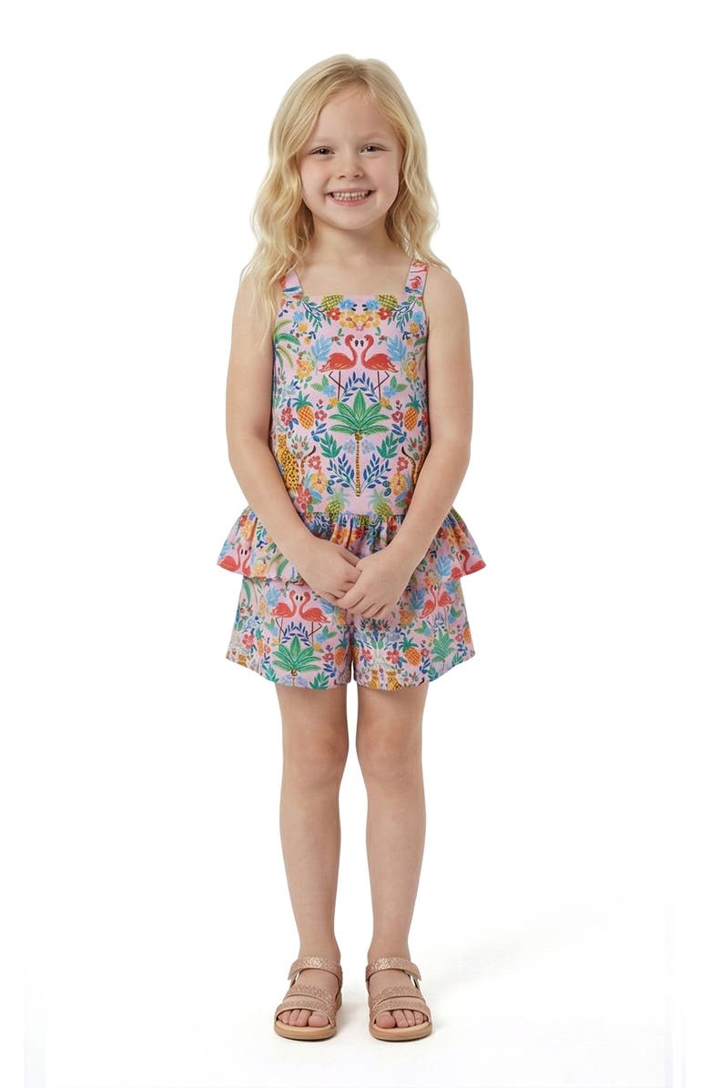 Andy & Evan Kids' Peplum Tank & Shorts Set, Alternate, color, Pkt- Pink Cheetah