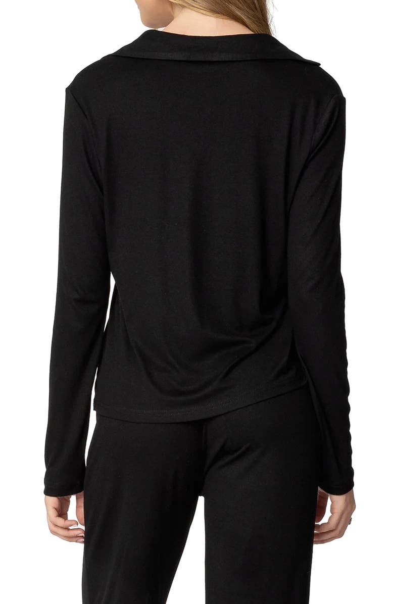 EDIKTED Justina Lounge Button-Up Top, Alternate, color, Black