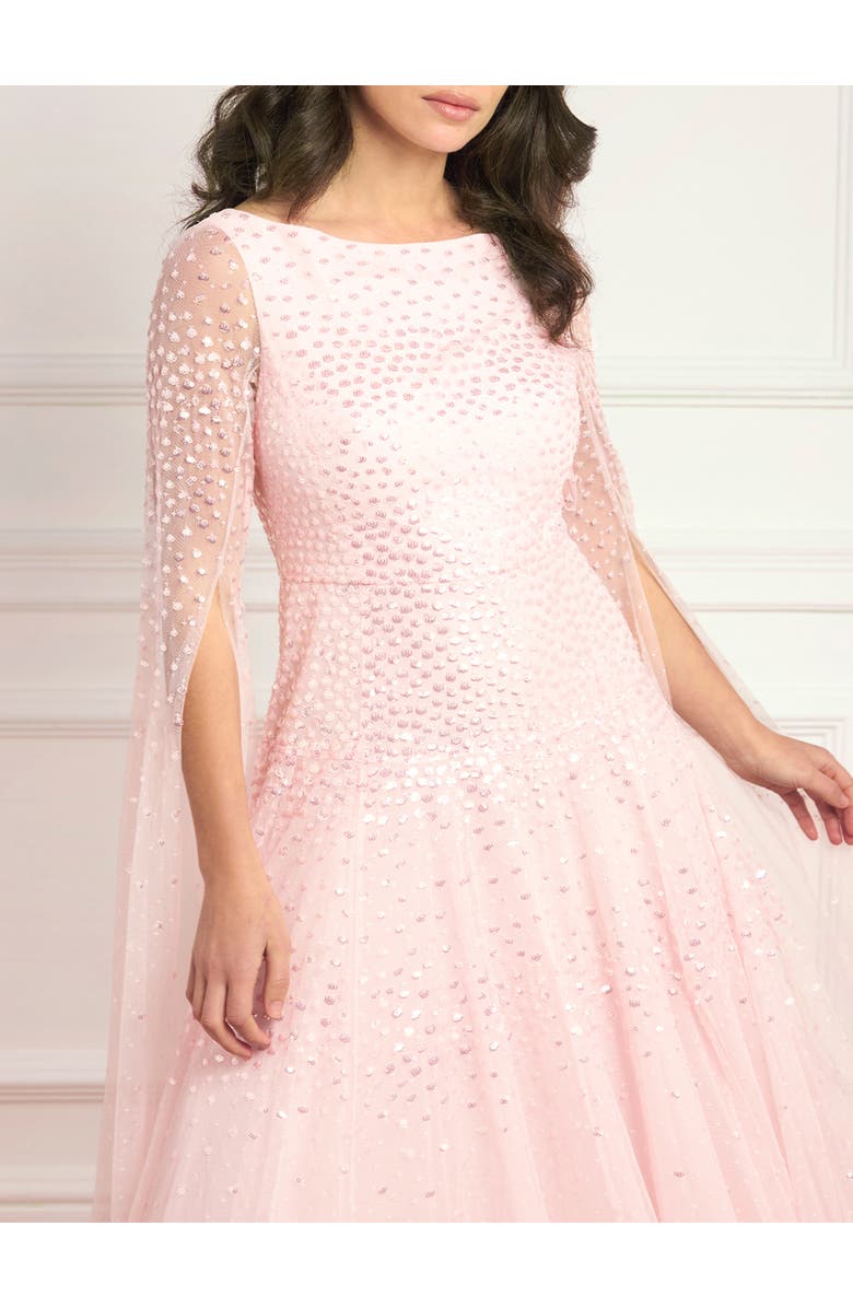 Needle & Thread Sunrise Sequin Cape Sleeve Ankle Gown, Alternate, color, Peony Pink