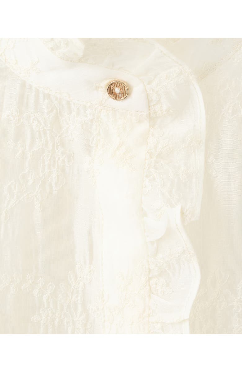 MANGO Floral Embroidery Woven Shirt, Alternate, color, Ecru