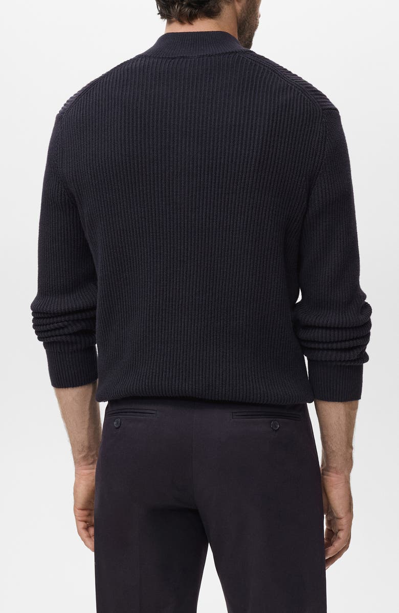 MANGO Perkins Quarter Zip Sweater, Alternate, color, Navy
