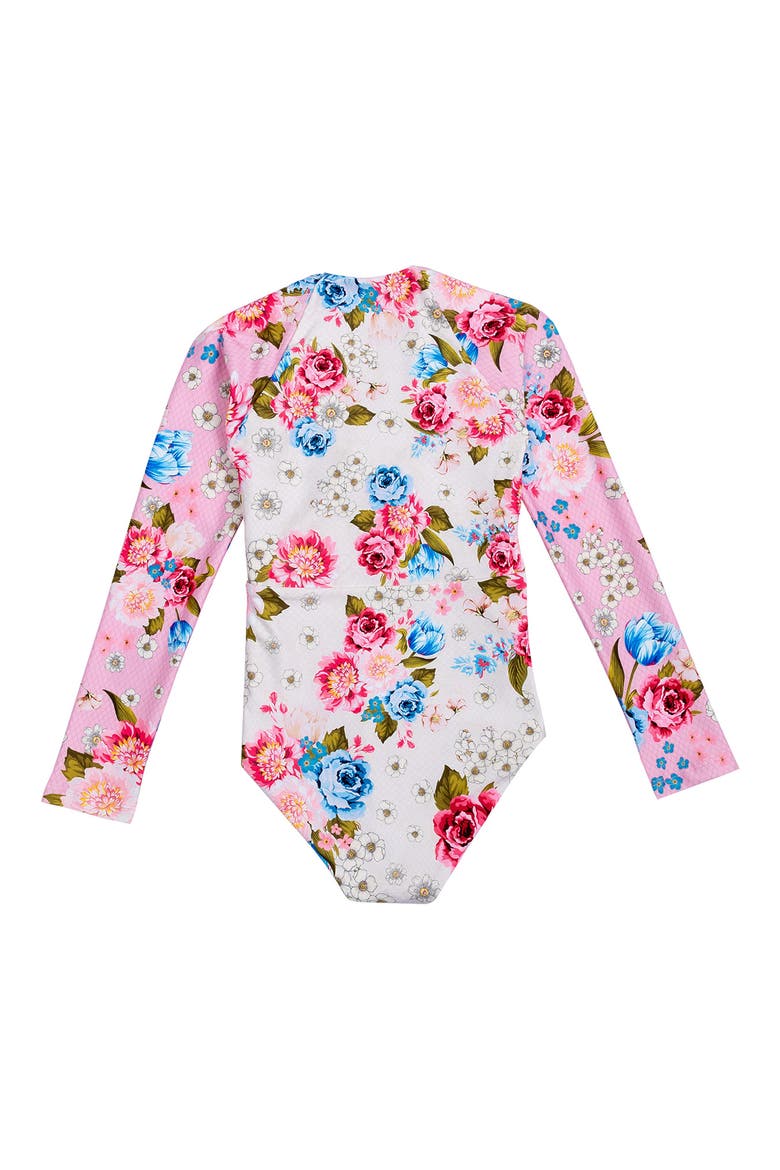 Kids' Cindy Meraki Long Sleeve One-Piece Rashguard Swimsuit, Alternate, color, PINK
