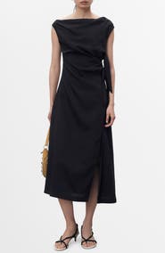 MANGO Asymmetric Side Tie Dress