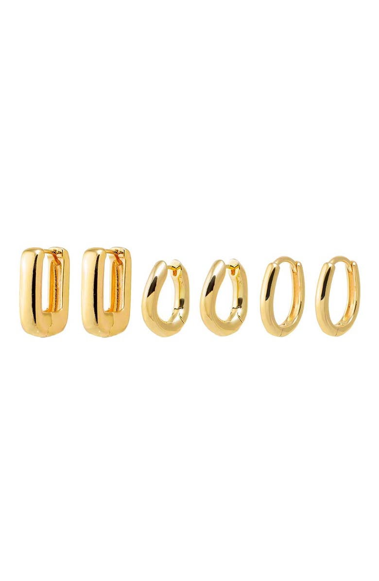 BY ADINA EDEN The Solids Huggie Earring Combo Set, Main, color, Gold