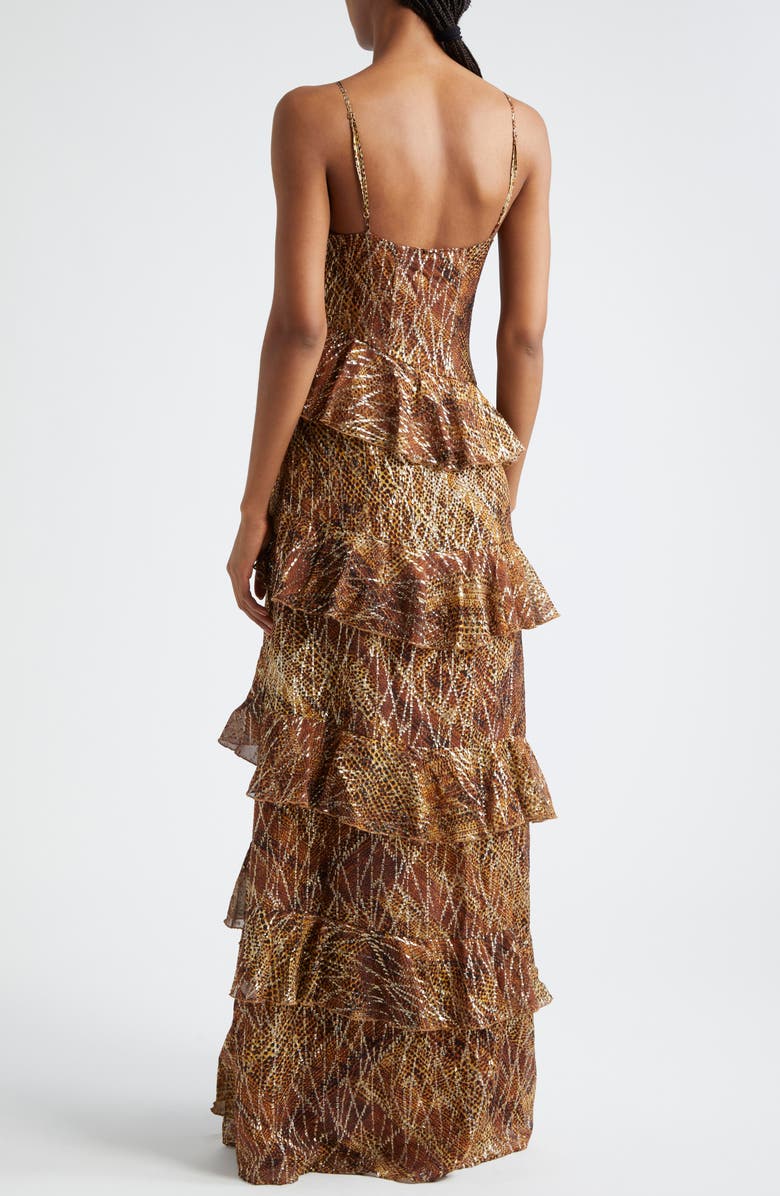 Ramy Brook Aneta Metallic Ruffle Gown, Alternate, color,