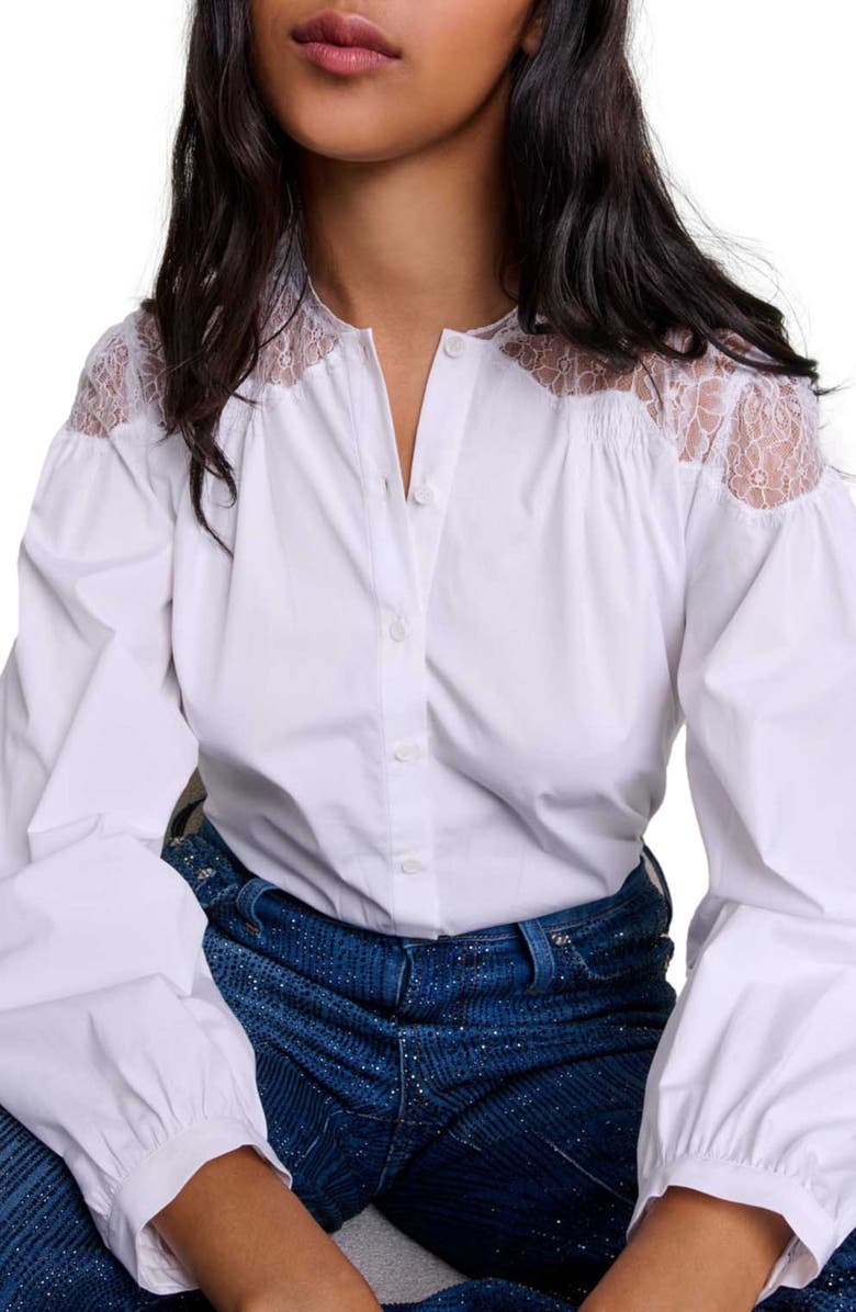maje Lace shirt, Alternate, color, 