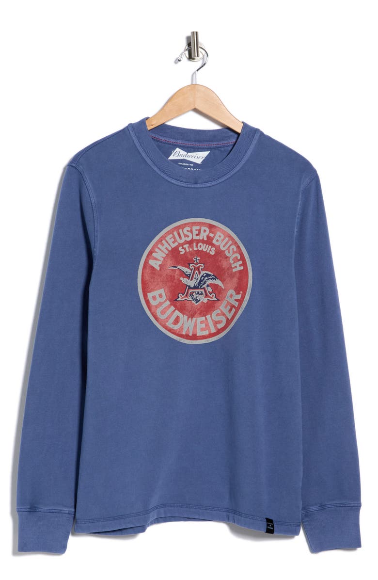 Lucky Brand Long Sleeve Budweiser Graphic T-Shirt, Alternate, color, Blue Indigo