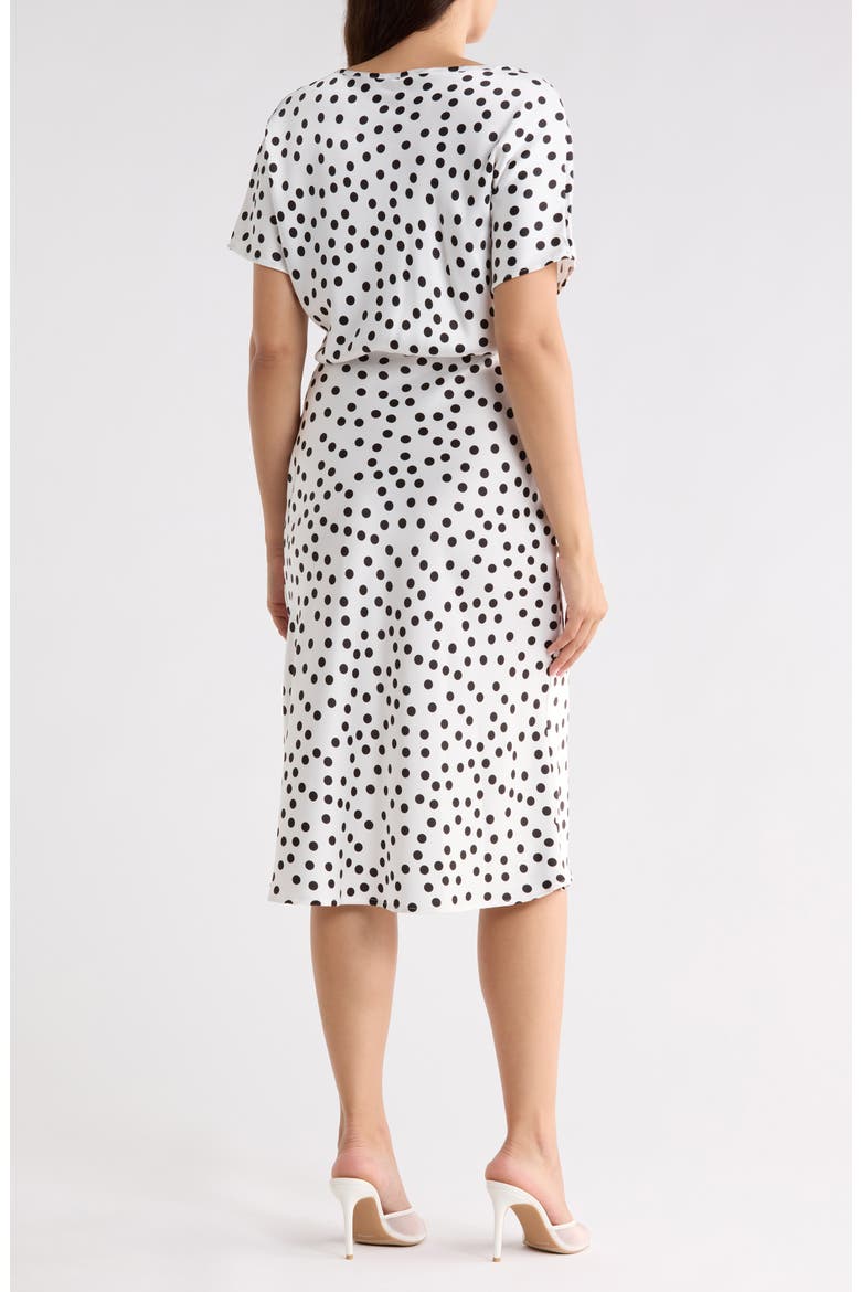 Polka Dot Satin Midi Dress, Alternate, color, IVORY