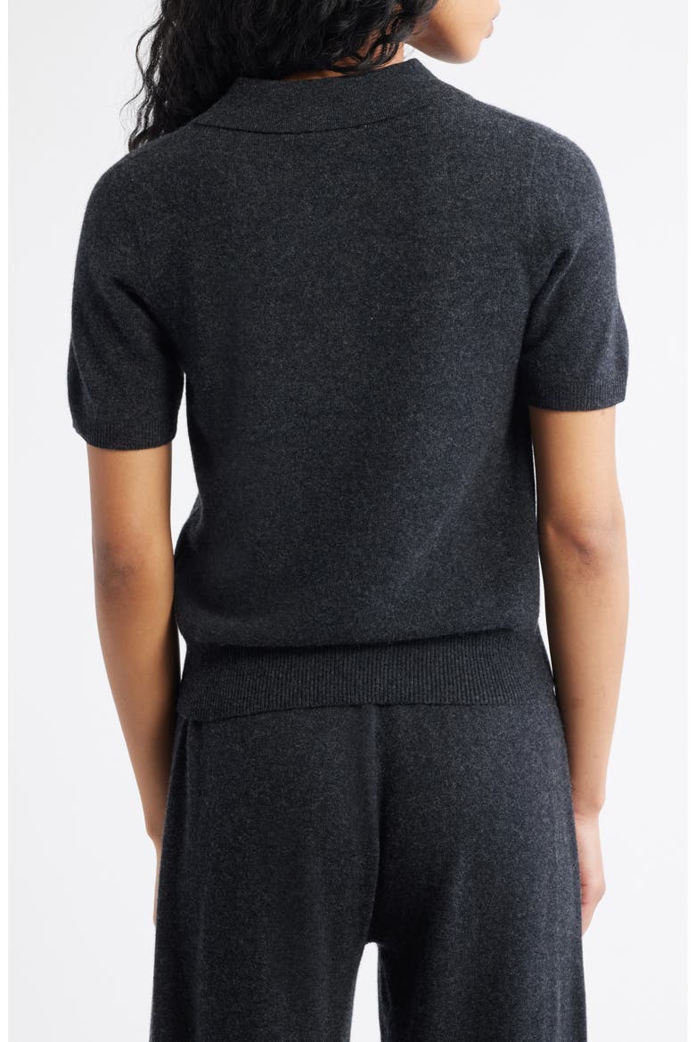 Tove Wool & Cashmere Short Sleeve Polo Sweater, Alternate, color, CHARCOAL