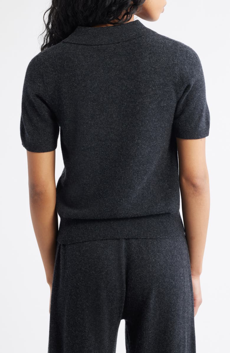 ARTLESS FOREVER Tove Wool & Cashmere Short Sleeve Polo Sweater, Alternate, color, Charcoal