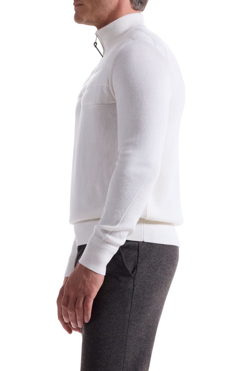 Bugatchi Merino Wool Quarter Zip Polo Sweater, Alternate, color, Chalk