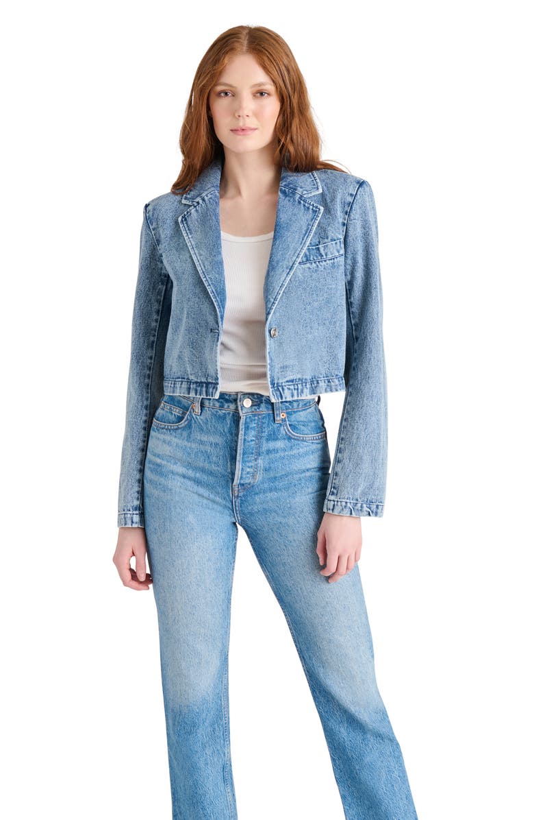 Steve Madden Tarin Crop Denim Blazer, Alternate, color, 