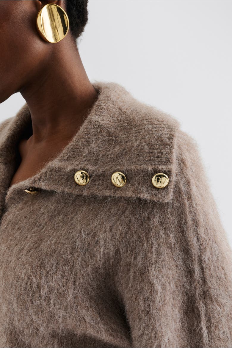 Yselle Long Sleeve Collared Sweater, Alternate, color, Taupe